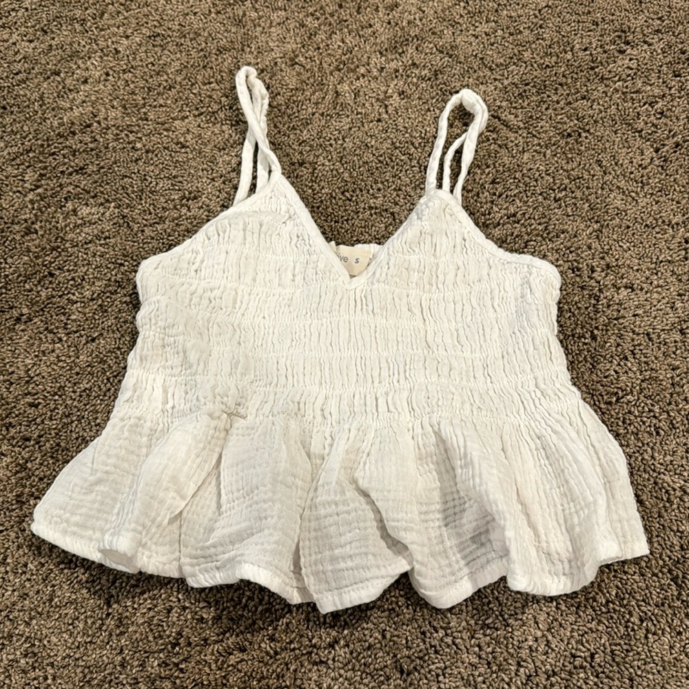 White ruffle top